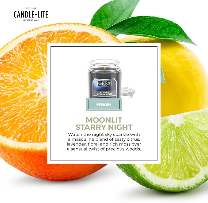 Candle-lite Scented Candles, Moonlight Starry Night, 18 oz Jar, Proudly Poured in The USA, Aromatherapy Candle, Single-Wick with 110 Hours of Burn Time, Perfect for Creating a Refreshing Ambiance