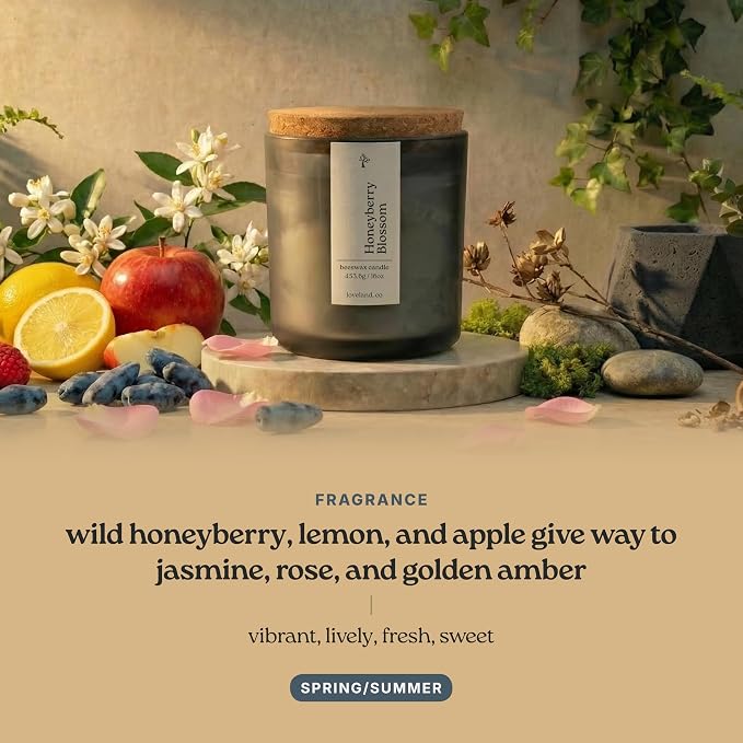 Aspen & Oak Luxury Beeswax Candle, 16oz | Long Burning Pure Beeswax Candles, Non Toxic, Natural, Clean, Essential Oil Scented Organic Candles, Home Decor & Gifts (Honeyberry Blossom)
