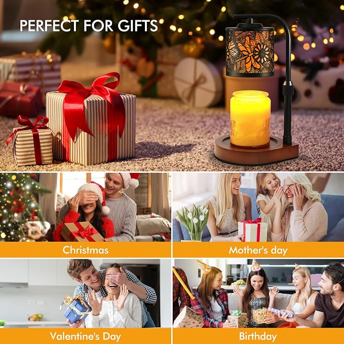 Candle Warmer Lamp with Timer & Dimmer- Electric Wax Melt Warmer with Adjustable Height for Scented Candles, Home Décor Fragrance and House Warming Birthday Gifts for Women Mom