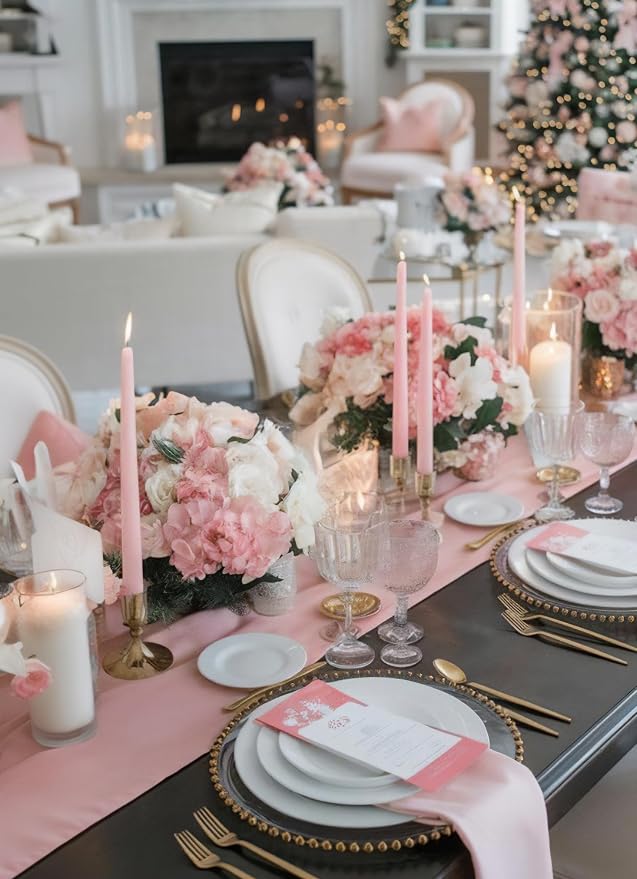 6 PK 10" Classic Taper Candles, Blush Pink, 7-8 Hours Long Burning, Unscented Tall Candlesticks