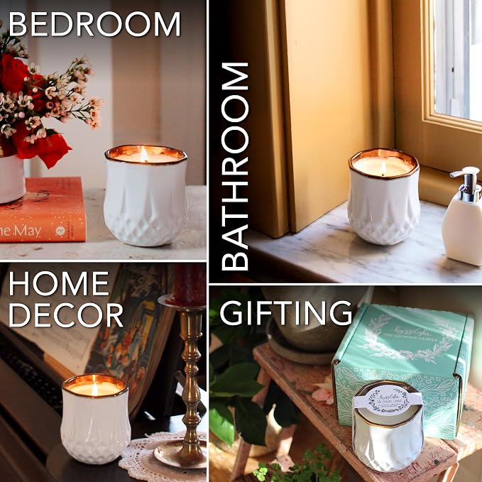 Hyggelight - The Growing Candle, Rosemary & Sage Scent, 9oz Ceramic Pot, Single Wick Aromatherapy Candles, 100% Soy for Women and Men, Astrid