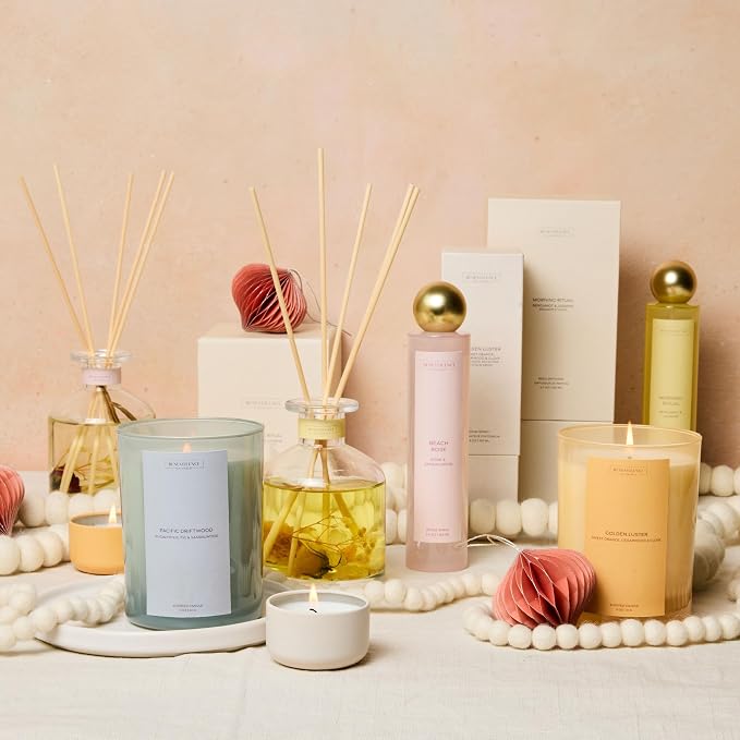 Benevolence LA Reed Diffuser, Rose & Sandalwood Scent Diffusers for Home with Oil Diffuser Sticks | Sun-Kissed Collection