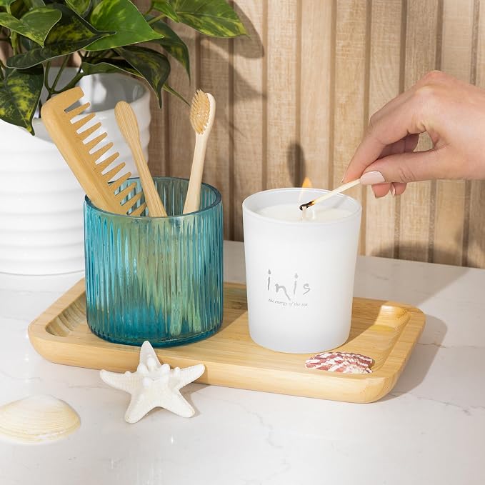 Inis the Energy of the Sea - Scented Candle, Ocean Fresh Soy Wax Blend Candle in Frosted Glass Jar, Clean Coastal Home Fragrance for Bedroom, Living Room and Bathroom