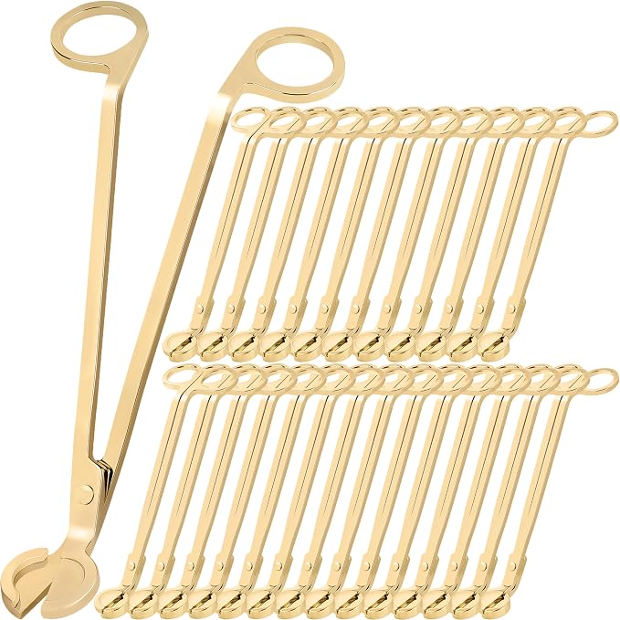 Airy Abode Candle Wick Trimmer 25 Pack, 7 Inch Stainless Steel Wick Cutters for Candles, Bulk Candle Trimmers for Cleaner Burn and Less Soot, Gold