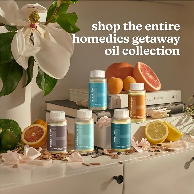 Homedics SereneScent Waterless Diffuser Oil Refill — Maldives Escape (120ml). Clean, Safe, Luxurious Hotel-Inspired Home Fragrance. Compatible with SereneScent Diffusers. Easy Twist Plug & Play