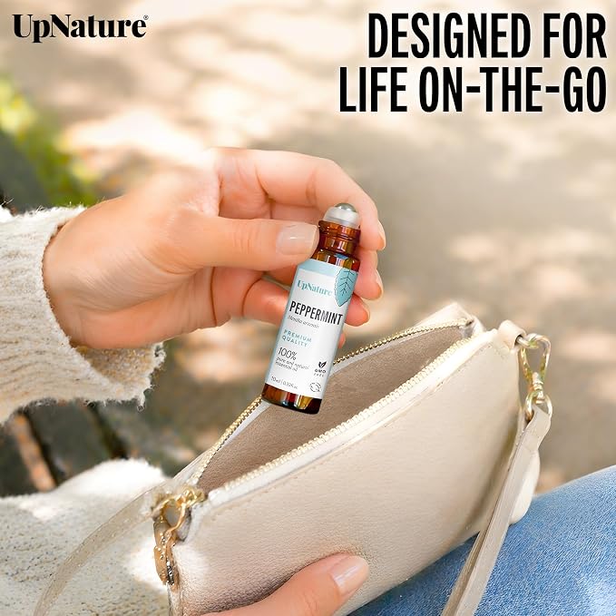 UpNature Peppermint Oil Roll On – 100% Natural Nausea & Morning Sickness Relief for Pregnant Women – Peppermint Essential Oil Pregnancy Must Haves Rollerball