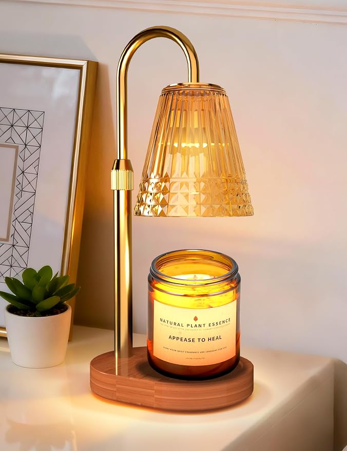 Candle Warmer Lamp with Timer, Dimmable Candle Lamp Warmer, Height Adjustable, Birthday Gifts for Women Mom, Vintage Home Decor for Scented Jar