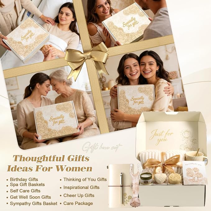 Birthday Gifts for Women Self Care Gift Set for Mom Her Best Friend - Get Well Soon Sympathy Gift basket for Women, Thinking of You Relaxation Gift Appreciation Thank You Spa Gifts Basket for Women