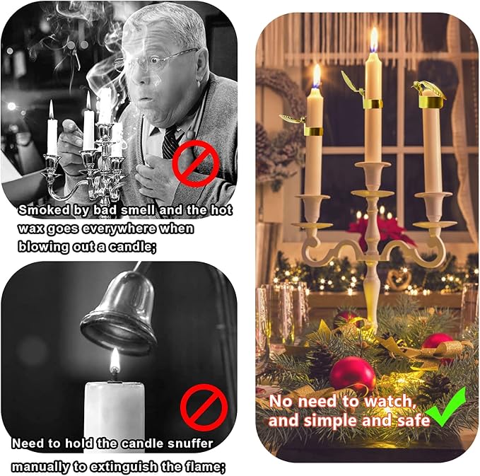 4pcs Candle Snuffer, Automatic Fire Extinguishing Candle Snuffer Clip On Kit, Candle Safety Guard, Wick Flame Snuffer for Putting Out Candle,Candle Accessories- 4 Pcs (Scallop)