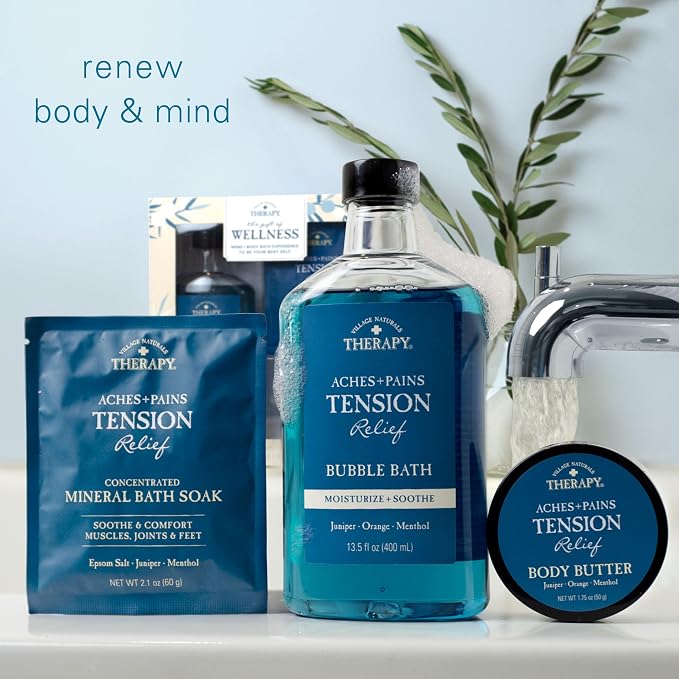 Village Naturals Therapy 3-Piece Tension Relaxing Wellness Spa Gift Set, Cedar Citrus Scent