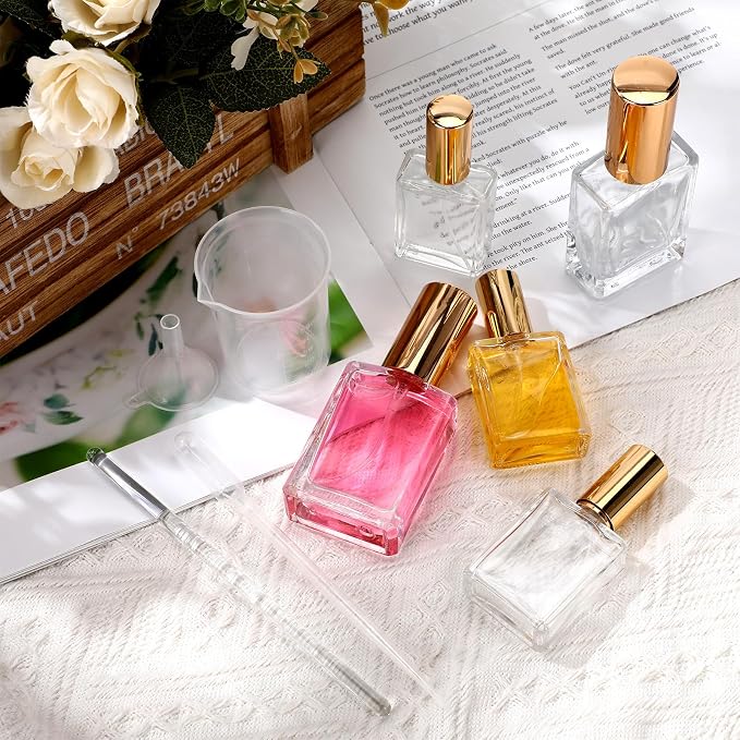 Sawysine 30 Pcs 15/30ml Glass Perfume Bottles Set 20 Bottle 15ml, 10 Bottle 30ml, Mini Glass Empty Spray Atomizer Bottles Bulk with Tools for Perfume Making, Essential Oil, Liquid