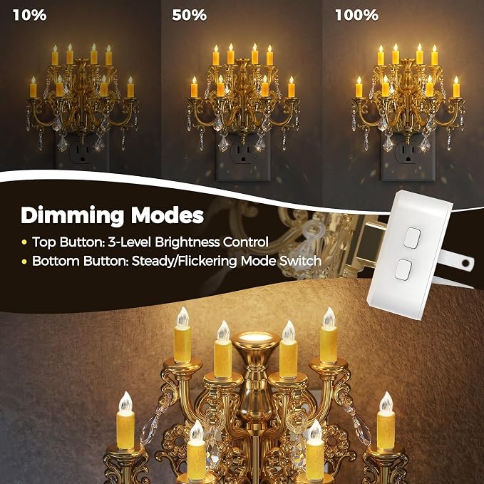 Briignite LED Night Lights Plug into Wall, Chandelier Night Light with Dusk to Dawn Light Sensor, Dimmable Golden Nightlight Plug in, 3000K Soft White for Bathroom Bedroom Hallway Kitchen