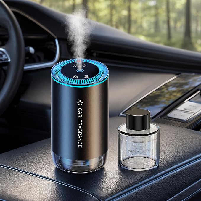 Portable Essential Oil Diffuser & Car Air Freshener, 50ml Nano Nebulizer with 3 Adjustable Levels, Built-in Battery for Home, Office, Travel, Mild Plant Perfume for All Ages（Ocean）