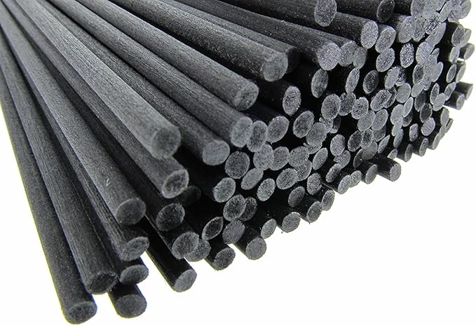 Resafy Reed Diffuser Sticks, Jecnovo Pack of 100 Fiber Sticks with Handmade Linen Bag, Safe and Non-Toxic, 9 Inches Long 3mm Diameter Aromatherapy Diffusers for Home, Spa and Office(Black)
