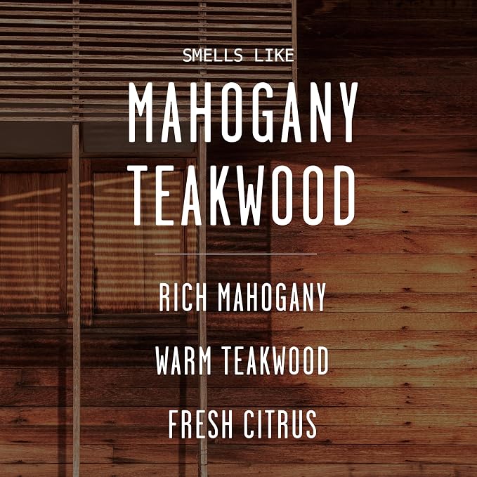 Mahogany Teakwood Candles I Scented Black Candles for Men or Women - Rich Mahogany, Teakwood & Geranium Soy Wax Mens Candle - Infused w/Essential Oils I 50Hr Burn, 9oz I Non Toxic I Made in USA
