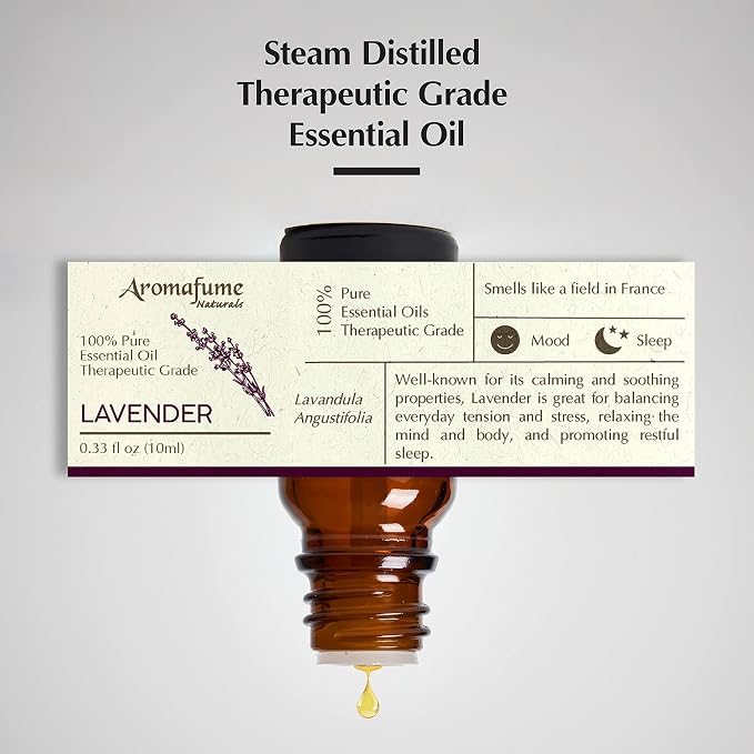 AROMAFUME Lavender Essential Oil - 100% Natural, Therapeutic Grade Essential Oil - Aromatherapy Oil for Diffusers, Gifts for Her - 10ml