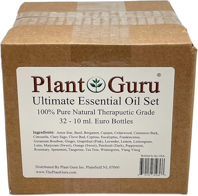 Ultimate Essential Oil Set 32-10 ml 100% Pure Therapeutic Grade for Aromatherapy Diffuser, Skin, Body, Hair. Perfect for DYI Crafts, Soap, Lotion, Cream, Lip Balm and Candle Making.