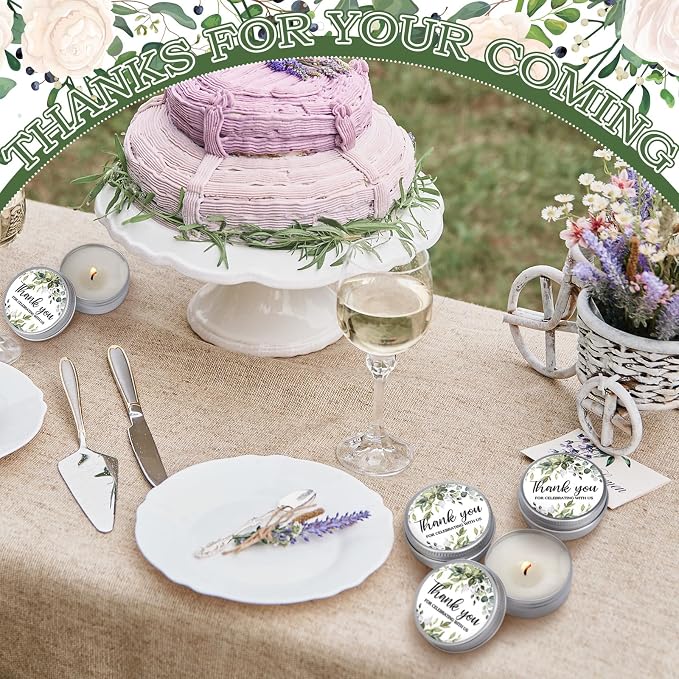 MTLEE 50 Pcs Greenery Wedding Candles Gift Favors for Guests 1 Oz Lavender Scented Soy Wax Aromatherapy Candle Favors for Bridal Shower Rustic Wedding Party Guests(Fresh Leaves)
