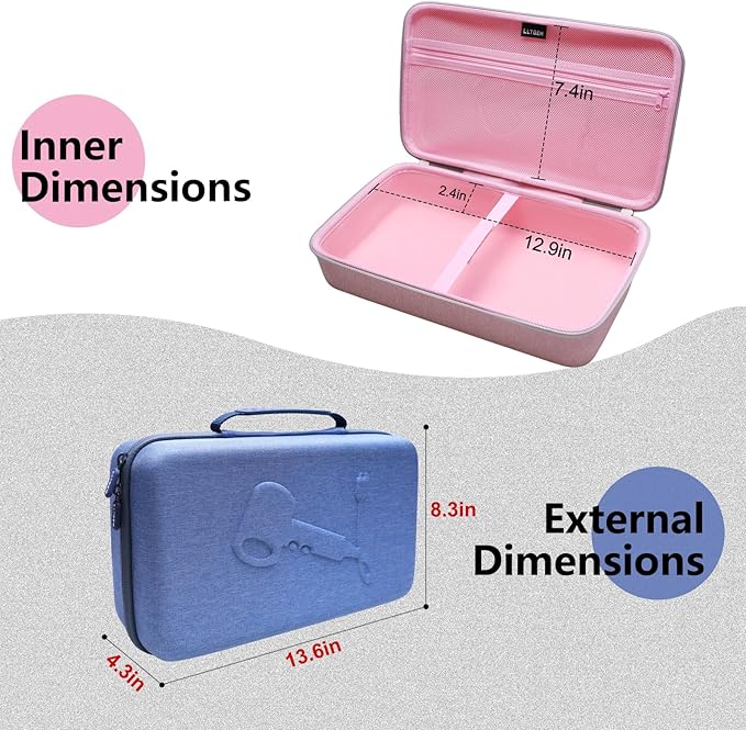 L LTGEM Hair Dryer Case Compatible with Dyson Supersonic Hair Dryer, Laifen SE/SE Lite, Slopehill 1902, Cosy Companions ZCY883, Wavytalk Blow Dryer Cases, Blow Dryer Storage Cases, Blue(Case Only)