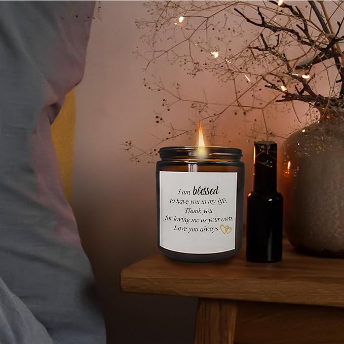 Mancheng-zi Bonus Mom Gifts, Stepmom Gifts, Mother in Law Gifts, Bonus Mom Stepmom Mother in Law Gifts from Daughter Son, Thank You for Loving Me As Your Own Scented Candles