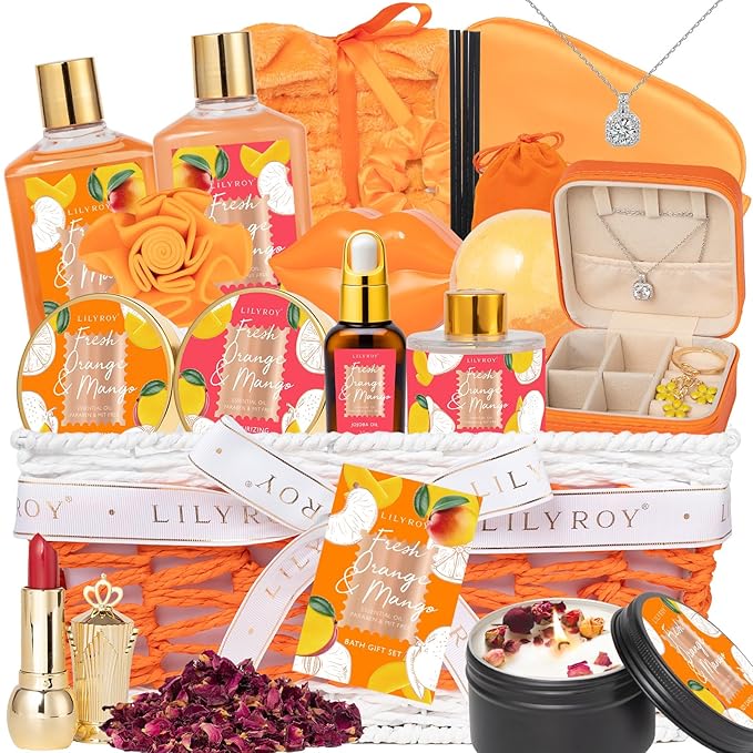 Gifts for Women, Birthday Gift - 23-Piece Spa Gift Baskets for Women, Gift Basket for Mom, Bath and Body Gift Basket, Spa Kit | Mothers Day, Christmas, Holiday, Valentines Day Gift Idea for Her