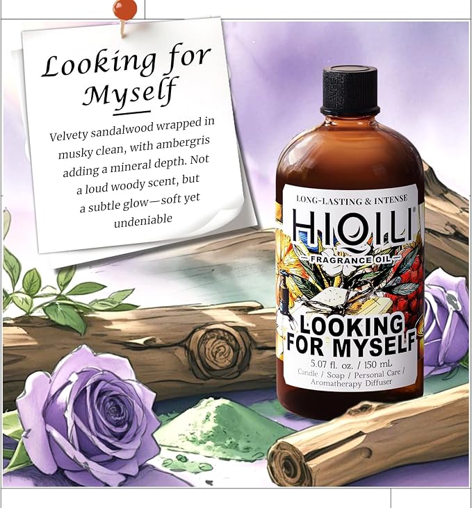 HIQILI Looking for Myself Fragrance Oil for Diffuser, DIY Candle, Soap, Perfume Making, Long Lasting Warm & Sweet Scents - 5.07 Fl Oz
