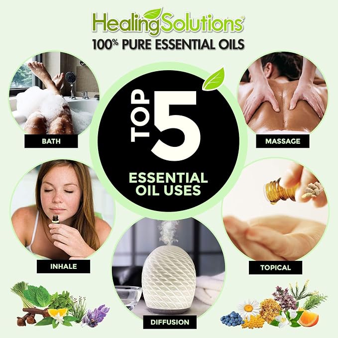 Healing Solutions Organic Thyme Essential Oil 1 oz (30 ml), Pure & Undiluted Thyme Oil for Hair Diffuser