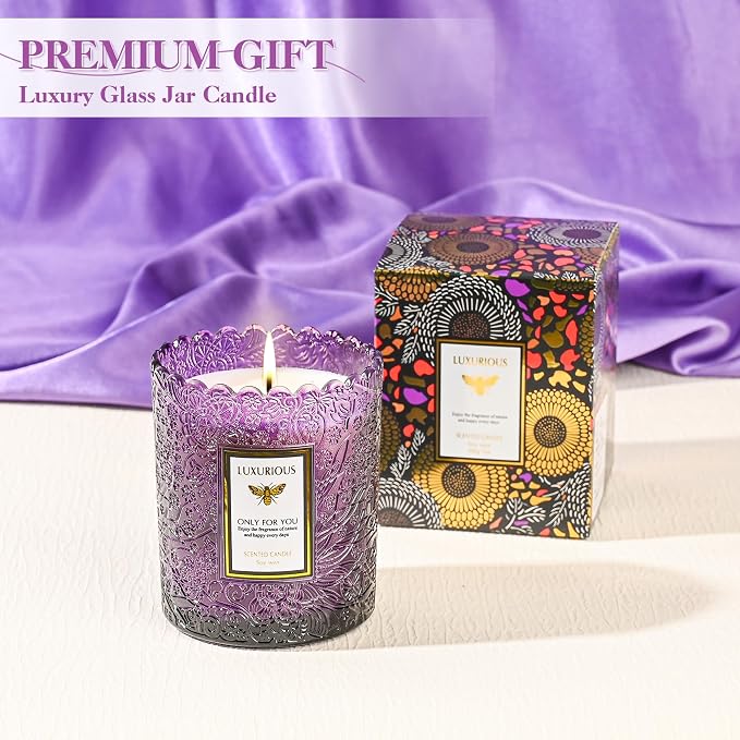 Lavender Eucalyptus Scented Candle, Candles for Home Scented, Mothers Day Gifts for Mom, Candles for Women, Lavender Candle, Natural Soy Wax, 7 oz 40 Hours