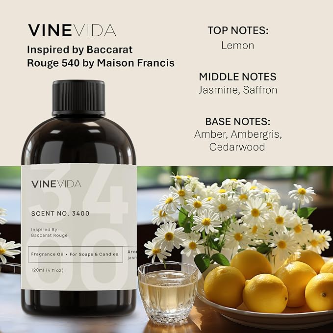 VINEVIDA [4oz] Scent No.3400 Fragrance Oil - Natural, USA-Made for Candle & Soap Making