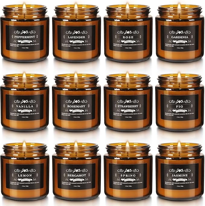 YOROXRG 12 Pcs Scented Candles with Added Natural Essential Oils, 3.05oz, Suitable for Various Festivals, Parties, Yoga, and Home Scene