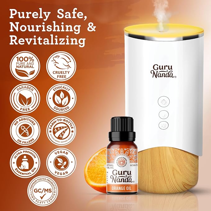 GuruNanda Orange Essential Oil (15mL) - 100% Pure & Natural - Undiluted - Premium Aromatherapy for Diffuser