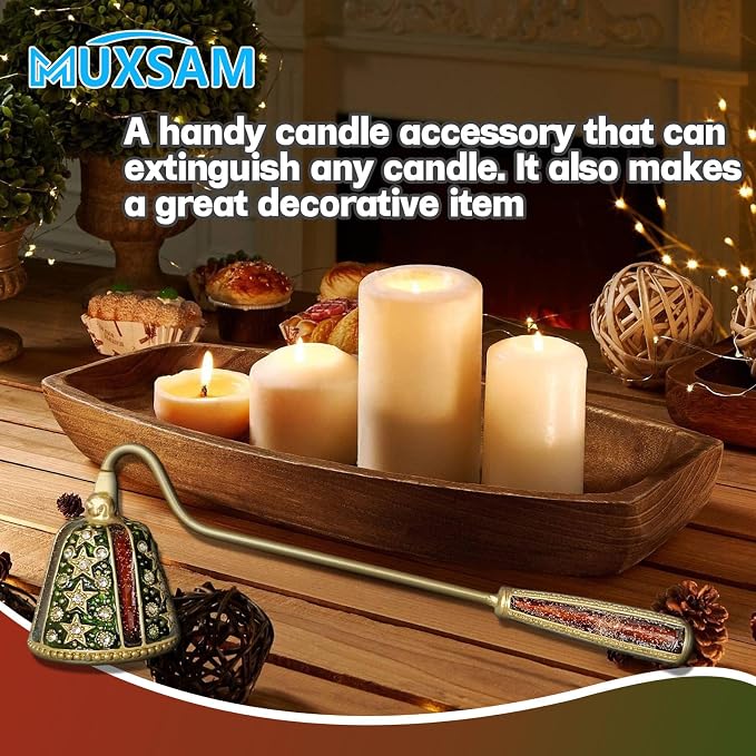 MUXSAM Vintage Candle Snuffer, Handheld Candle Extinguisher with Long Handle Wick Flame Snuffer Metal Candle Accessory for Home Decoration, Star Diamond