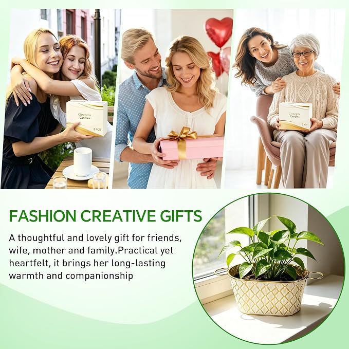 Citronella Candles Outdoor, Large Soy Wax Candle for Patio, 2 Packs 140 Hours Long Burn Lemongrass Citronella Scented Tin Candle for Home, Outdoor, Garden, Yard, Camping, Party, Terrace (3-Wick)