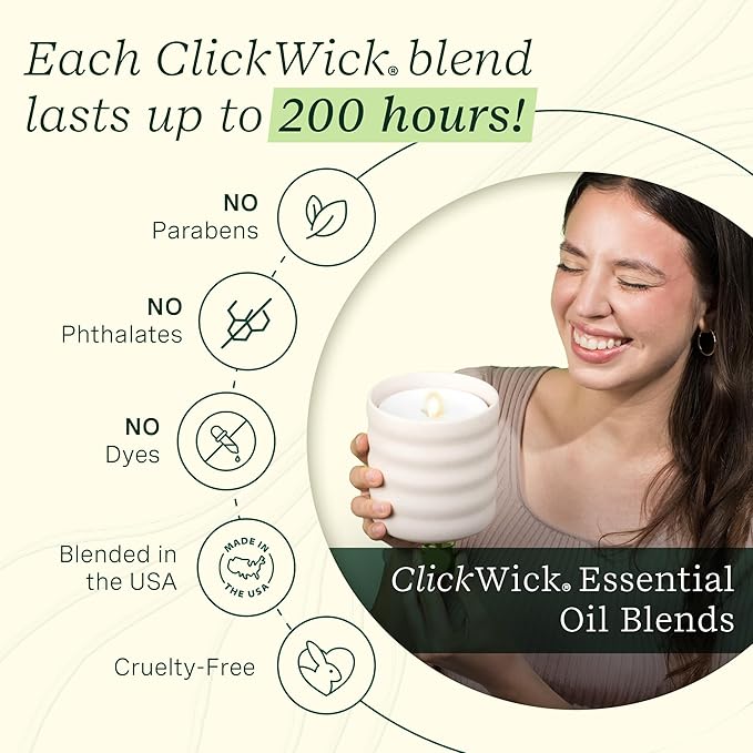 Lifelines Flameless Candle Aromatherapy Essential Oil Diffuser with 2 ClickWick Essential Oil Blends - Cordless & Waterless Diffuser for Home - Scented Electric Candles Blow Out Flame - Cream Bubble