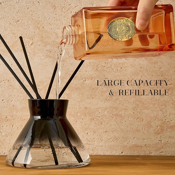 M&SENSE 10.14 oz Large Reed Diffuser Set | White Tea & Sage Scent Oil Diffuser with Sticks | Hotel Collection Non-Toxic Essential Oil |for Bedroom Bathroom Living Room