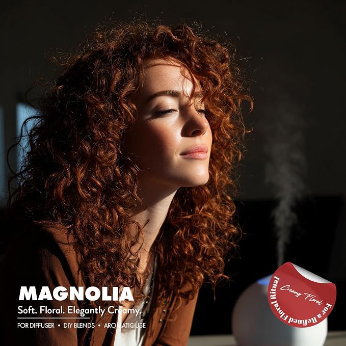 Organic Magnolia Essential Oil | 100% Pure & Natural Magnolia alba Flower Oil with Soft Creamy Floral Aroma | for Diffuser, Candle Making & DIY Aromatherapy Blends, 0.34 fl oz