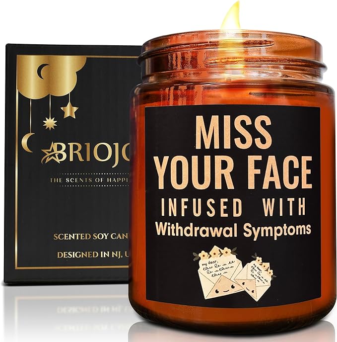 Miss Your Face Candle - Funny Friendship Gift for Best Friend Girlfriend Bestie BFF - Relaxing Gifts for Women Men Coworker - Birthday Gift for Her Sister - Eucalyptus Mint Soy Calming Candle