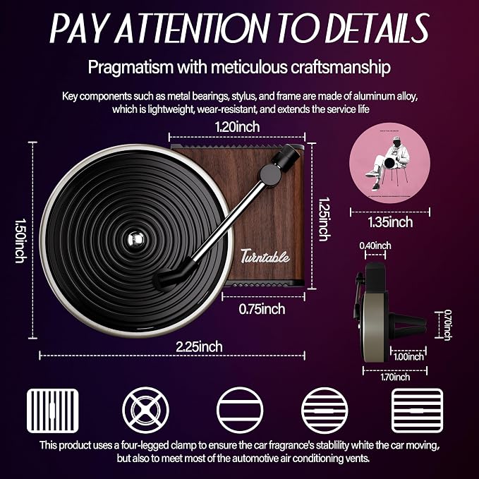 Maicican 12PCS Customizable Car Air Freshener Vent Clip, Pop Singer Album Cover Record Player Shape, Music Lover Gifts. (Fashion)