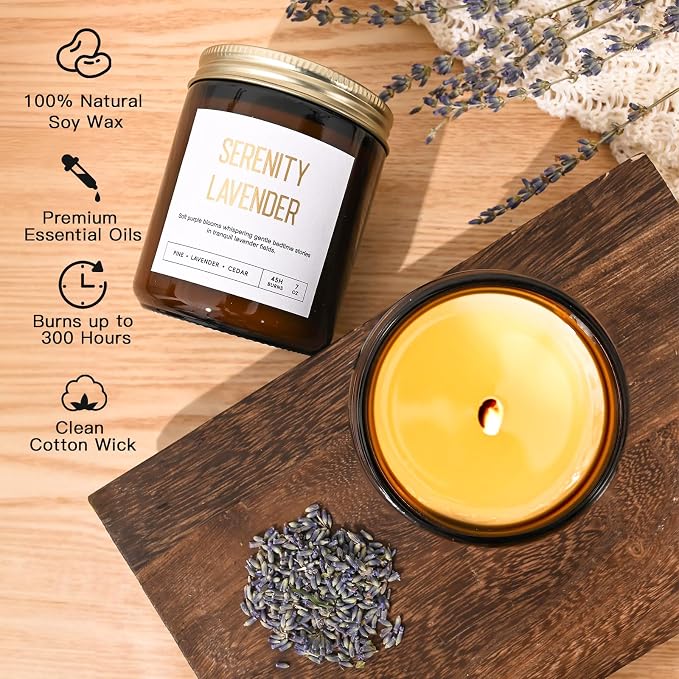 Scented Soy Candles Set for Women - 6 Pack 42oz 300Hour Candle for Home Scented, Lavender Vanilla Eucalyptus Sage Jasmine Sandalwood, Natural Soy Wax Aromatherapy Candles ﻿