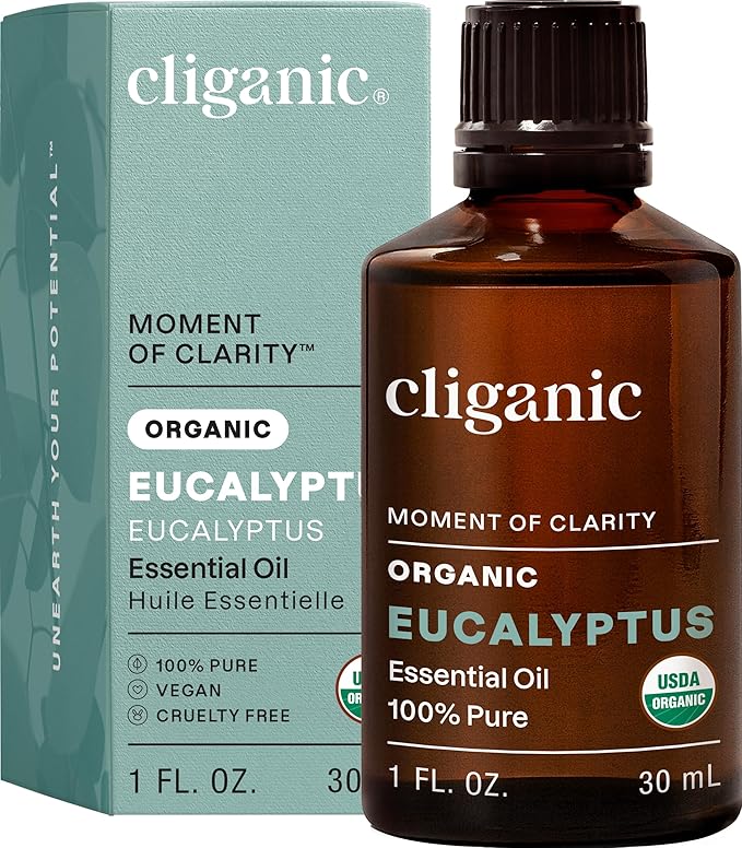 Cliganic Organic Eucalyptus Essential Oil, 100% Pure | Natural Aromatherapy Oil for Diffuser Steam Distilled | Non-GMO Verified