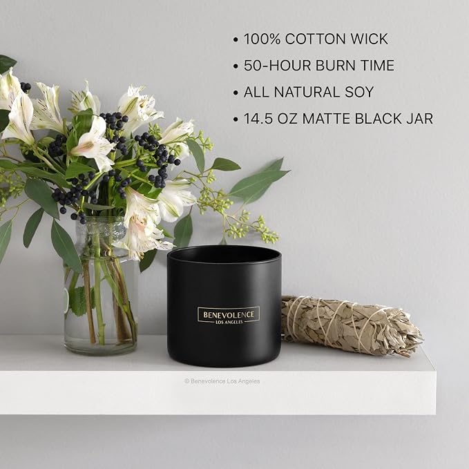 Benevolence LA Premium Pine Wood Large 3-Wick Scented Candle – 45-Hour Burn – Luxury Natural Soy Candle for Home – Aromatherapy & Room Decor – 14.5oz