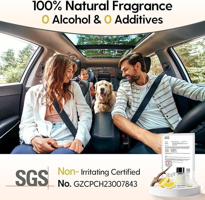 Smart Car Air Freshener Refill 50ml (1.69OZ)- Car Diffuser Perfume Made with Natural Plant Extracts, Essential Oil Refill Compatible with Most Air Diffusers, Long-Lasting Car Fragrance - White Tea