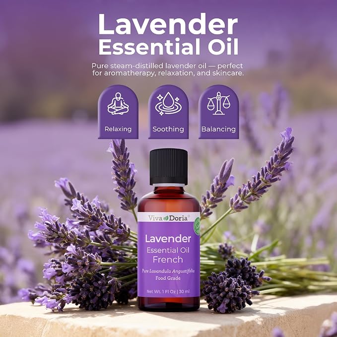 Viva Doria Lavender Essential Oil, 100% Pure, Natural Essential Oil, Undiluted, for Aromatherapy | Food Grade, 30 mL (1 Fluid Ounce)