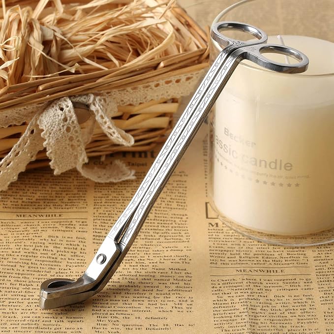 Muxsam Candle Wick Trimmer - Stainless Steel Wick Clipper Scissors - Reduces Soot (1-Pack, Silver)