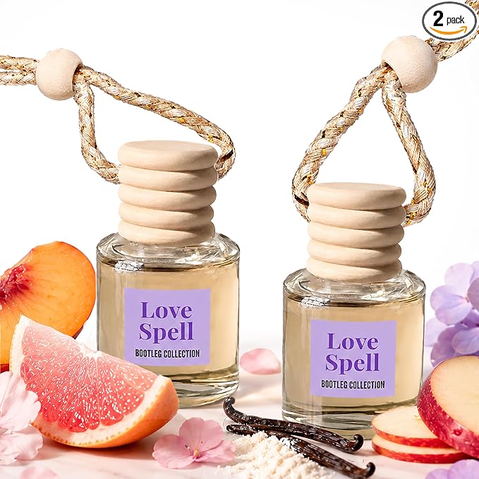 Car Air Freshener Diffuser, Love Spell Aromatherapy, Natural Fragrance Oil, Long Lasting, by Bootleg Collection, Made in USA