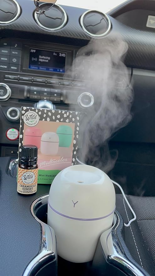 Wild Essentials 220ml Cool Mist Essential Oil Diffuser/Humidifier, Aromatherapy, Nightlight, Portable, USB Power, Auto Off, Room, Office, Car (Pink)