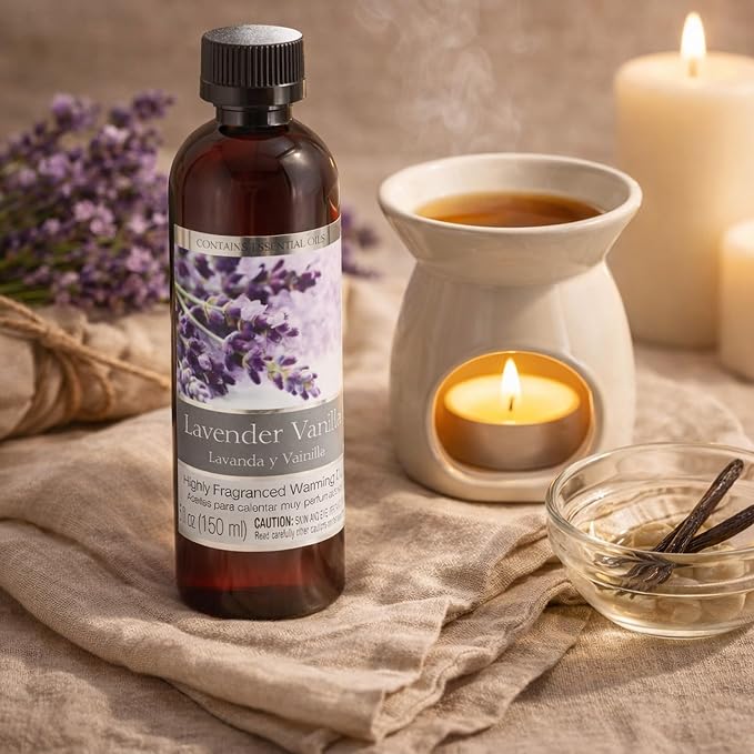 Hosley's Set of 2, 5 oz Lavender Vanilla Fragrance Warming Oils. Ideal Gift for Weddings, spa, Reiki, Meditation, Bathroom Settings. P1