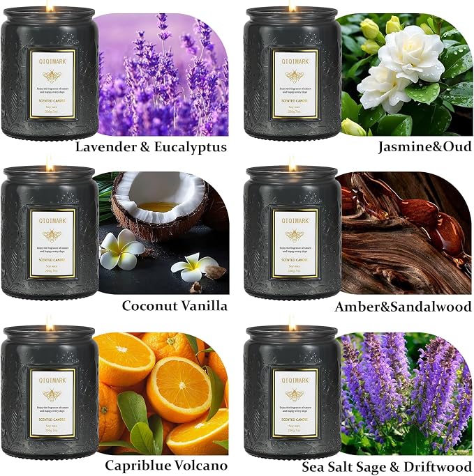 Candles for Men Gift Set, 6 Pack Masculine Scented Soy Candles, 300 Hour Long Lasting Aromatherapy Candle Set, Luxury Home Fragrance Gifts for Men, Dad, Husband, Birthday, Fathers Day