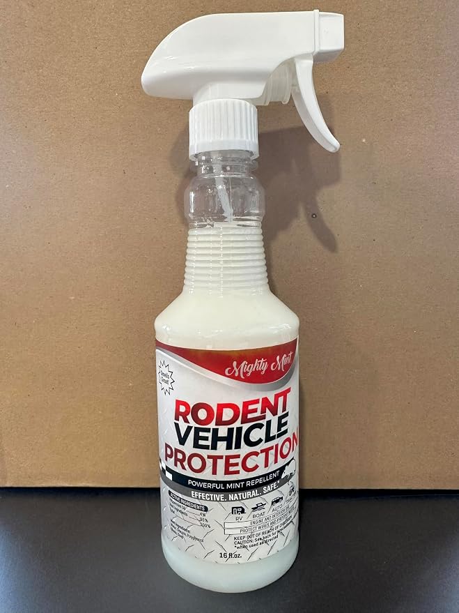 Mighty Mint Peppermint Oil Rodent Repellent Spray for Vehicles – Natural Mouse & Rat Control for Car Engines, RVs, Trucks & Boats – Plant-Based, Extra-Strong Formula – 16 oz (Pack of 2)