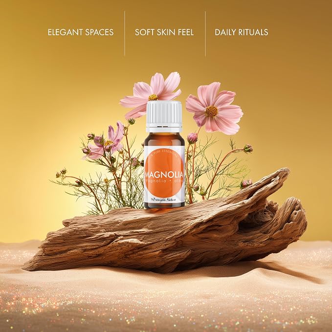 Organic Magnolia Essential Oil | 100% Pure & Natural Magnolia alba Flower Oil with Soft Creamy Floral Aroma | for Diffuser, Candle Making & DIY Aromatherapy Blends, 0.34 fl oz